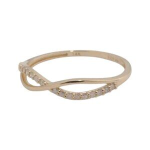 WHITE LOTUS Gold/Diamond 14kt Gold Diamond Crossover Ring